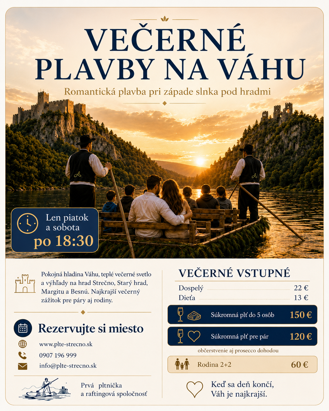 Večerné plavby na pltiach Strečno
