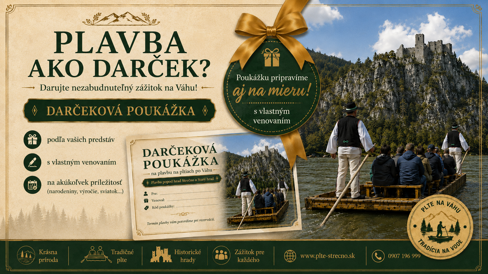 Darčeková poukážka na plavbu na pltiach po Váhu v Strečne
